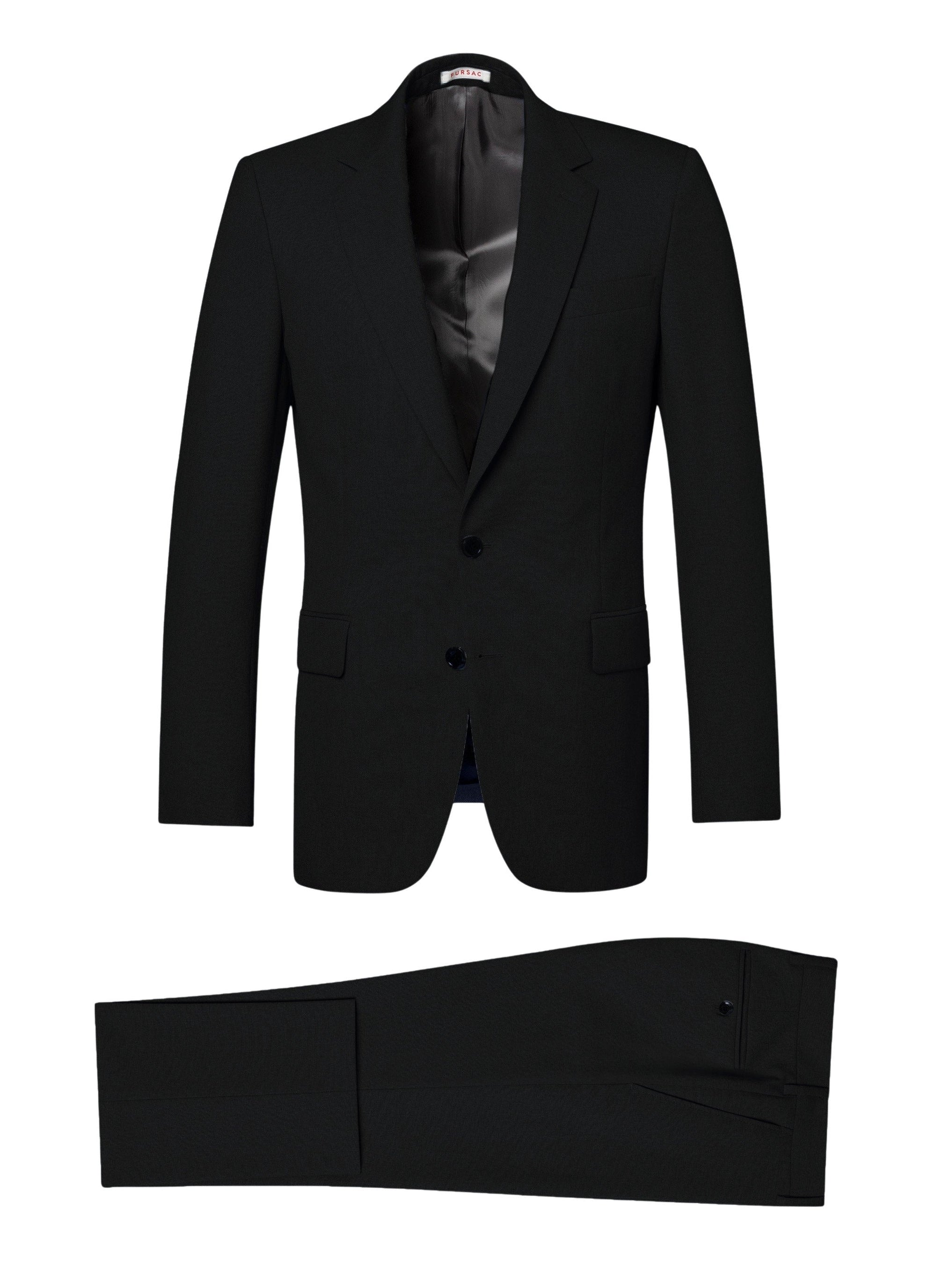 Slim-fit button-down wool suit - Black