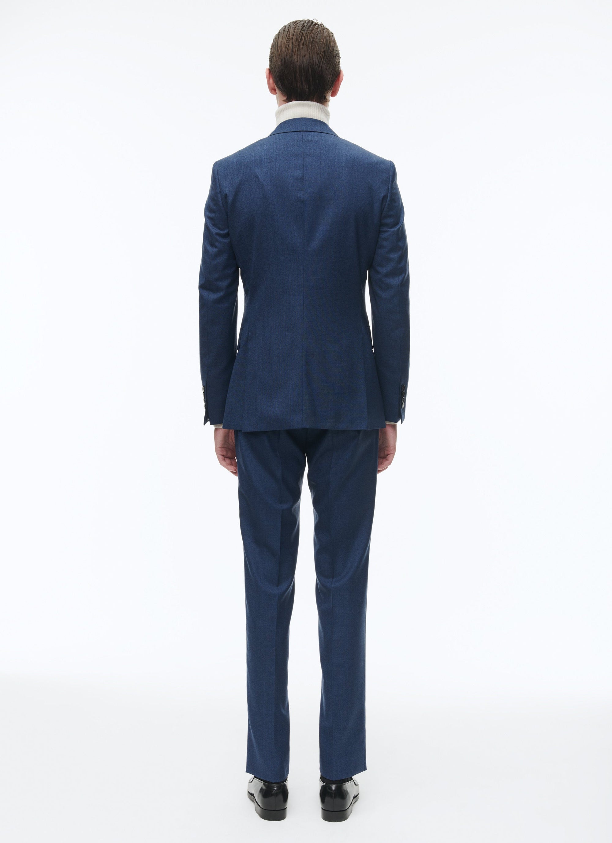 Costume ajusté et boutonné en laine - Bleu de Prusse