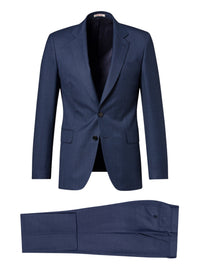 Costume ajusté et boutonné en laine - Bleu de Prusse