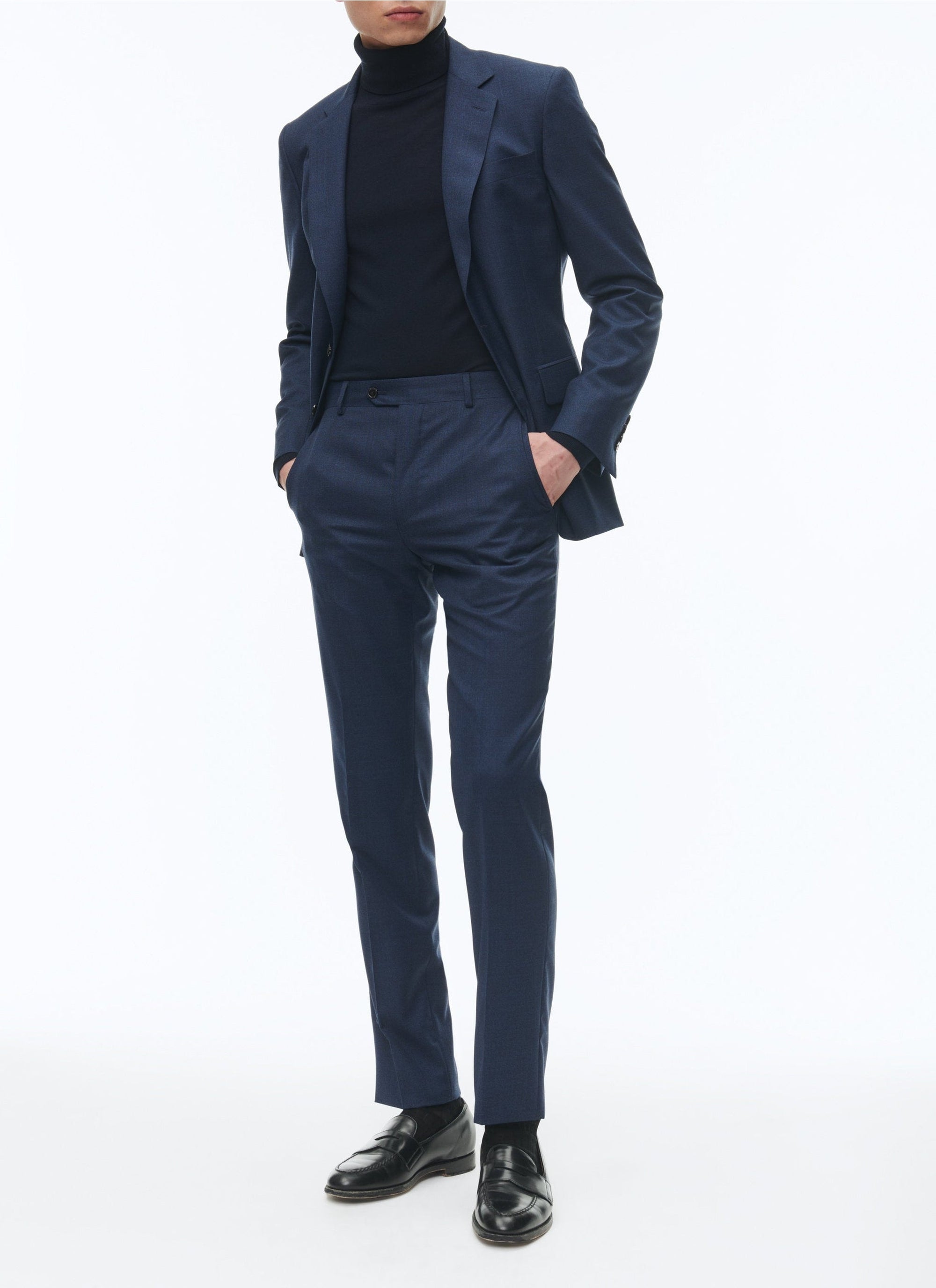 Costume ajusté et boutonné en laine - Encre