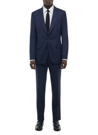 Costume ajusté à rayures en laine - Marine