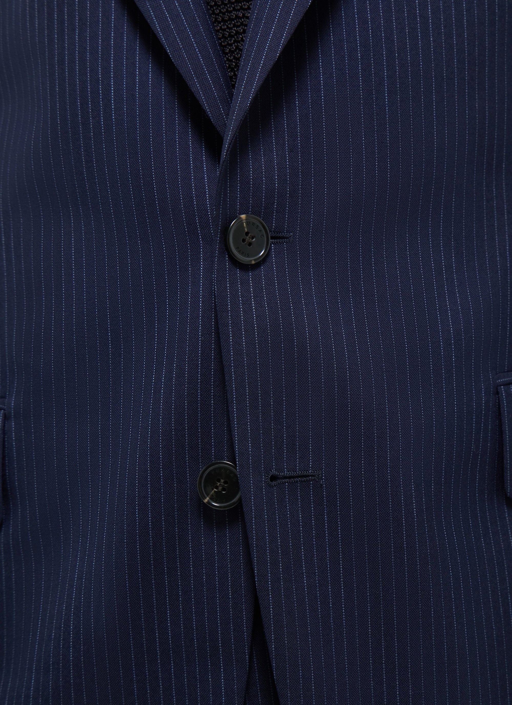 Costume ajusté à rayures en laine - Marine