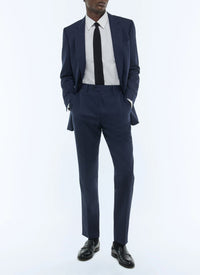 Costume ajusté à rayures en laine - Marine