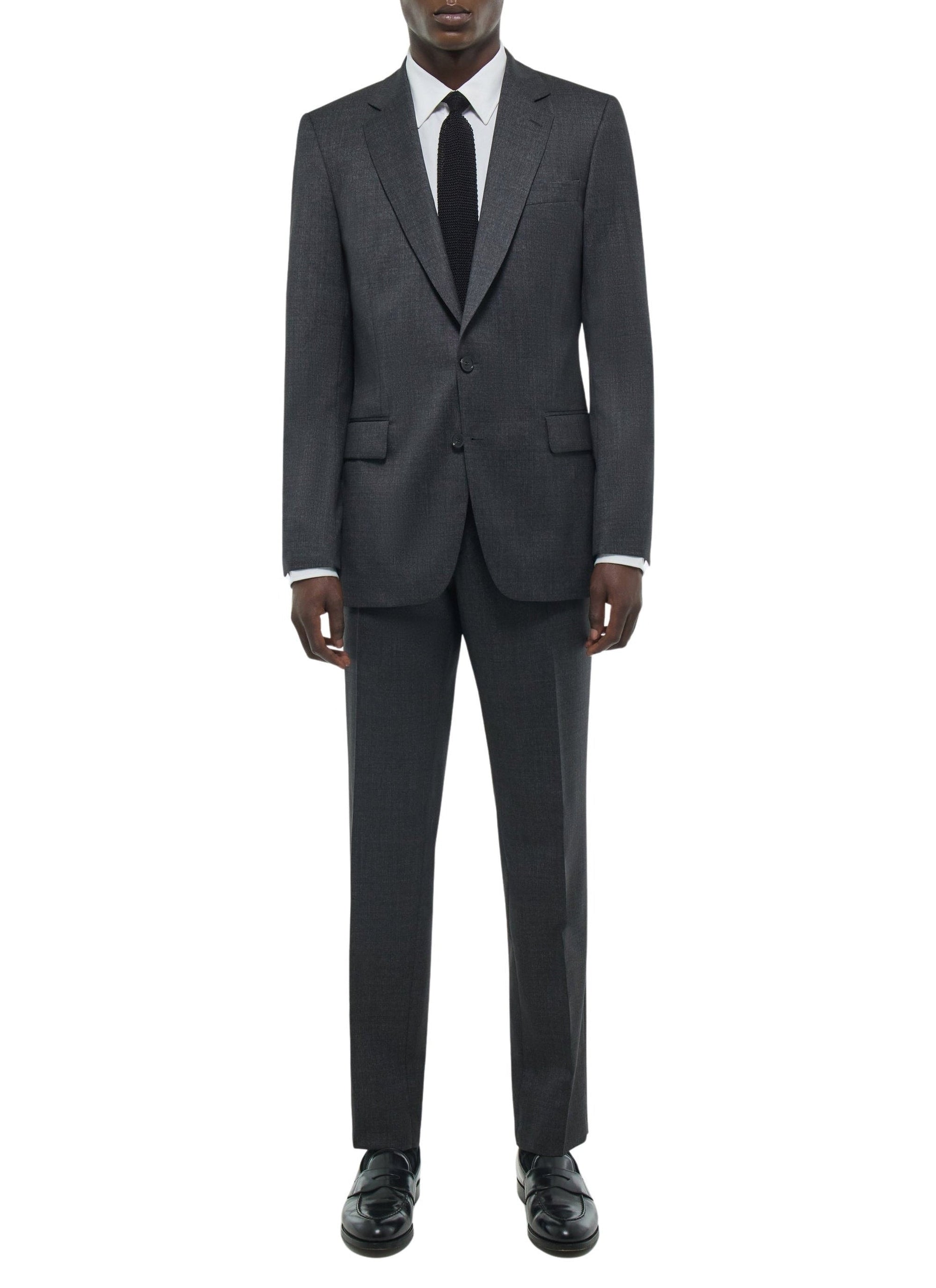 Fitted suit, buttoned in wool - Anthracite