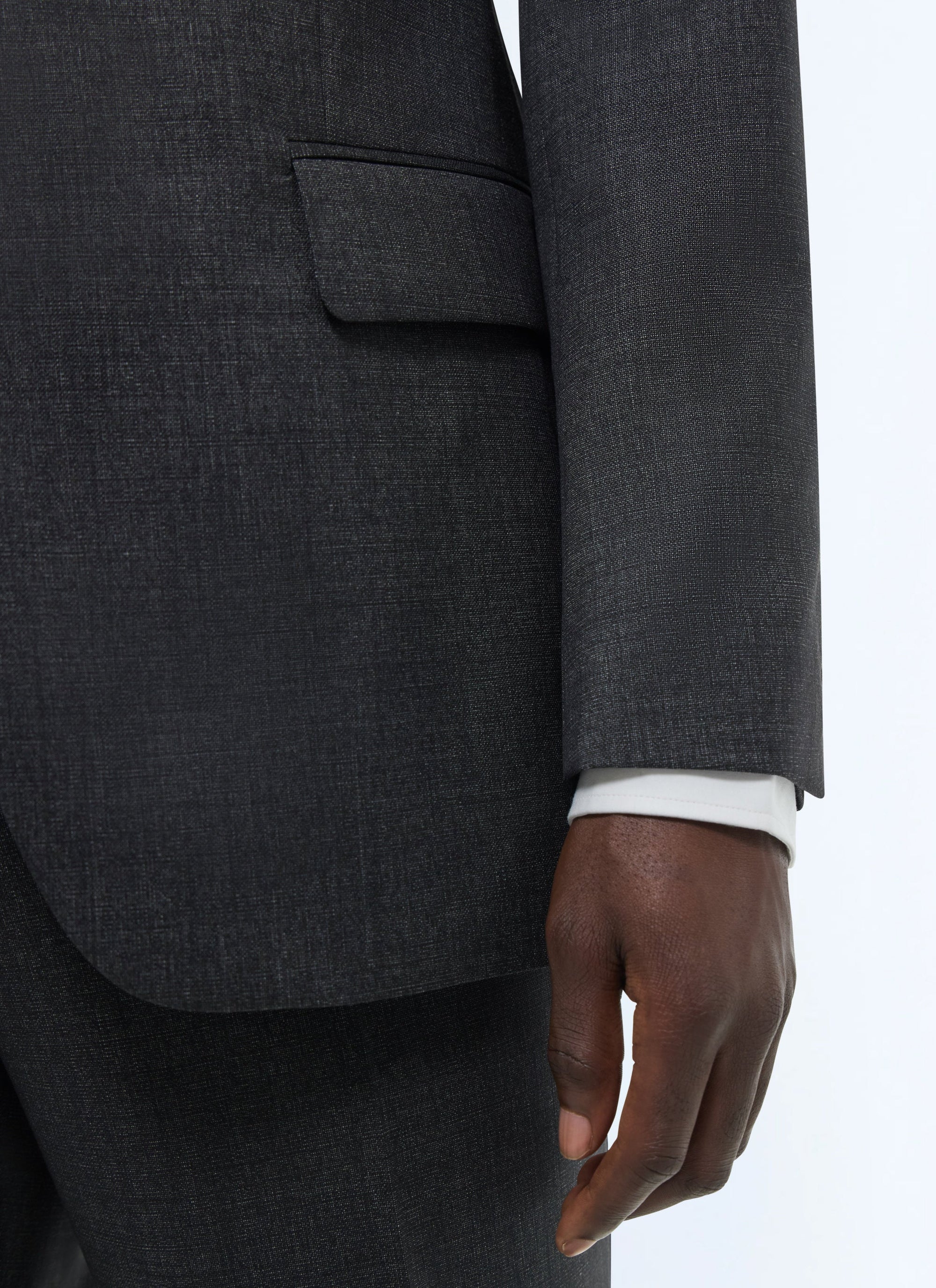 Fitted suit, buttoned in wool - Anthracite