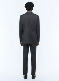 Fitted suit, buttoned in wool - Anthracite