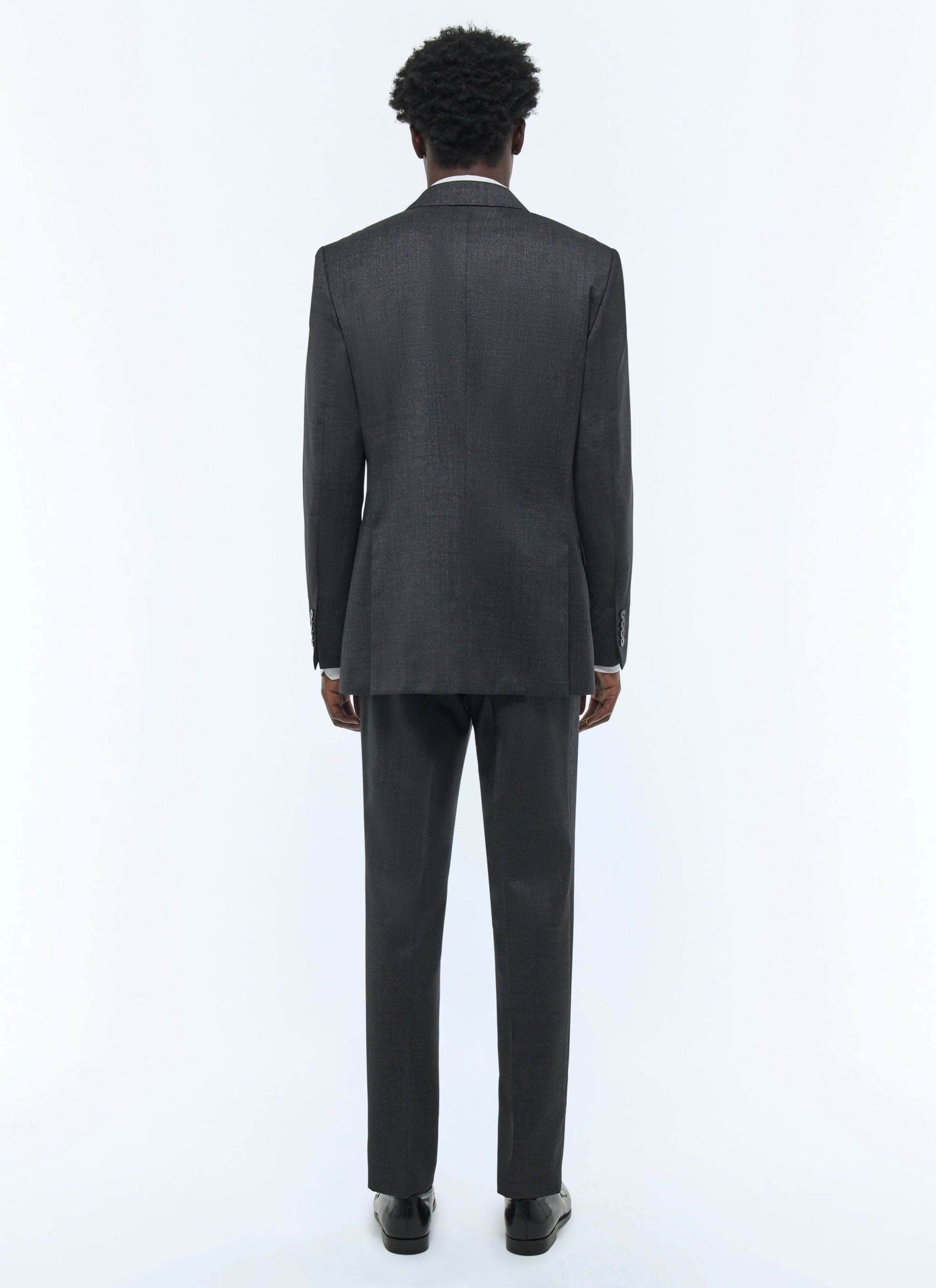 Fitted suit, buttoned in wool - Anthracite