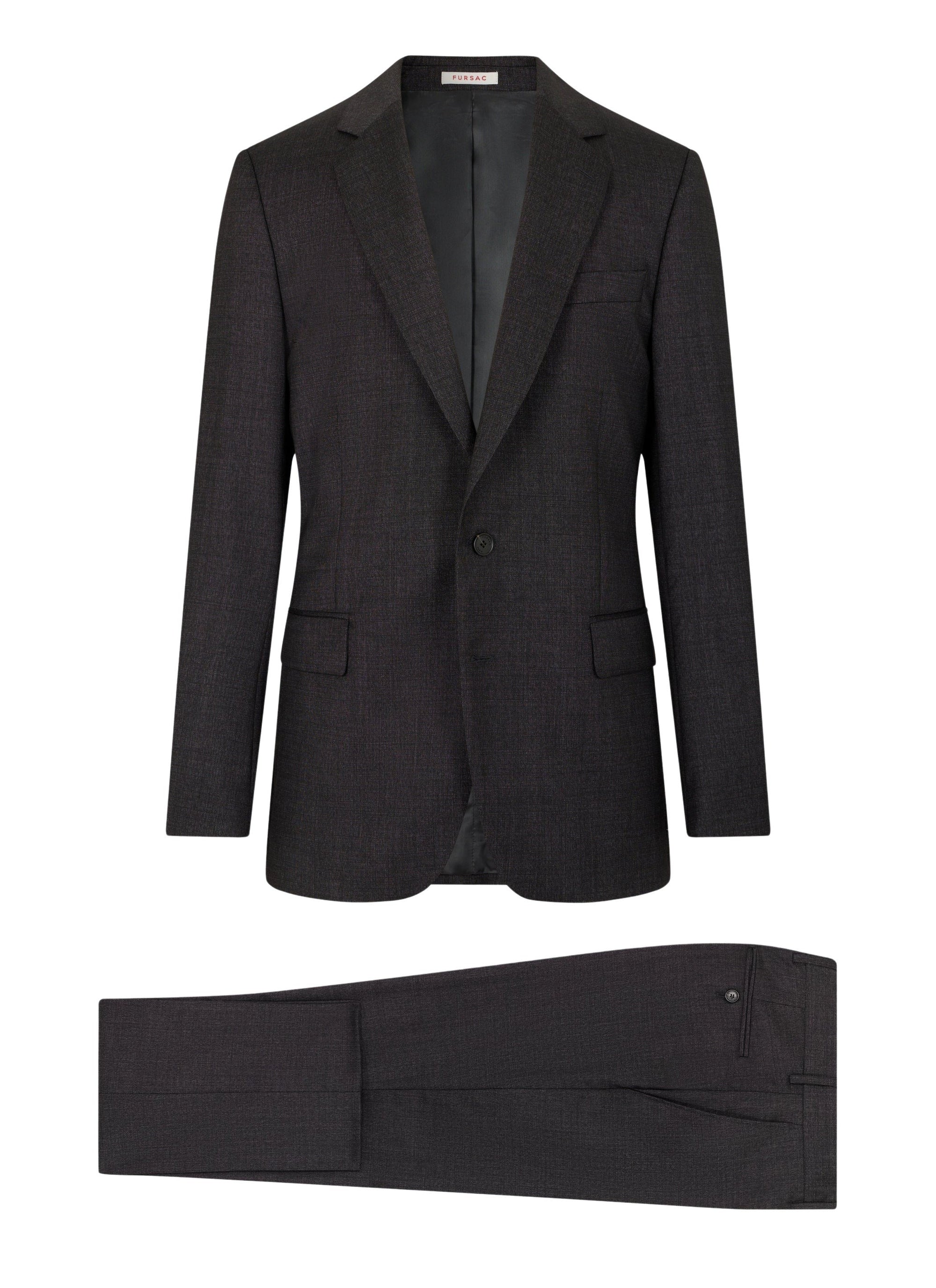 Fitted suit, buttoned in wool - Anthracite