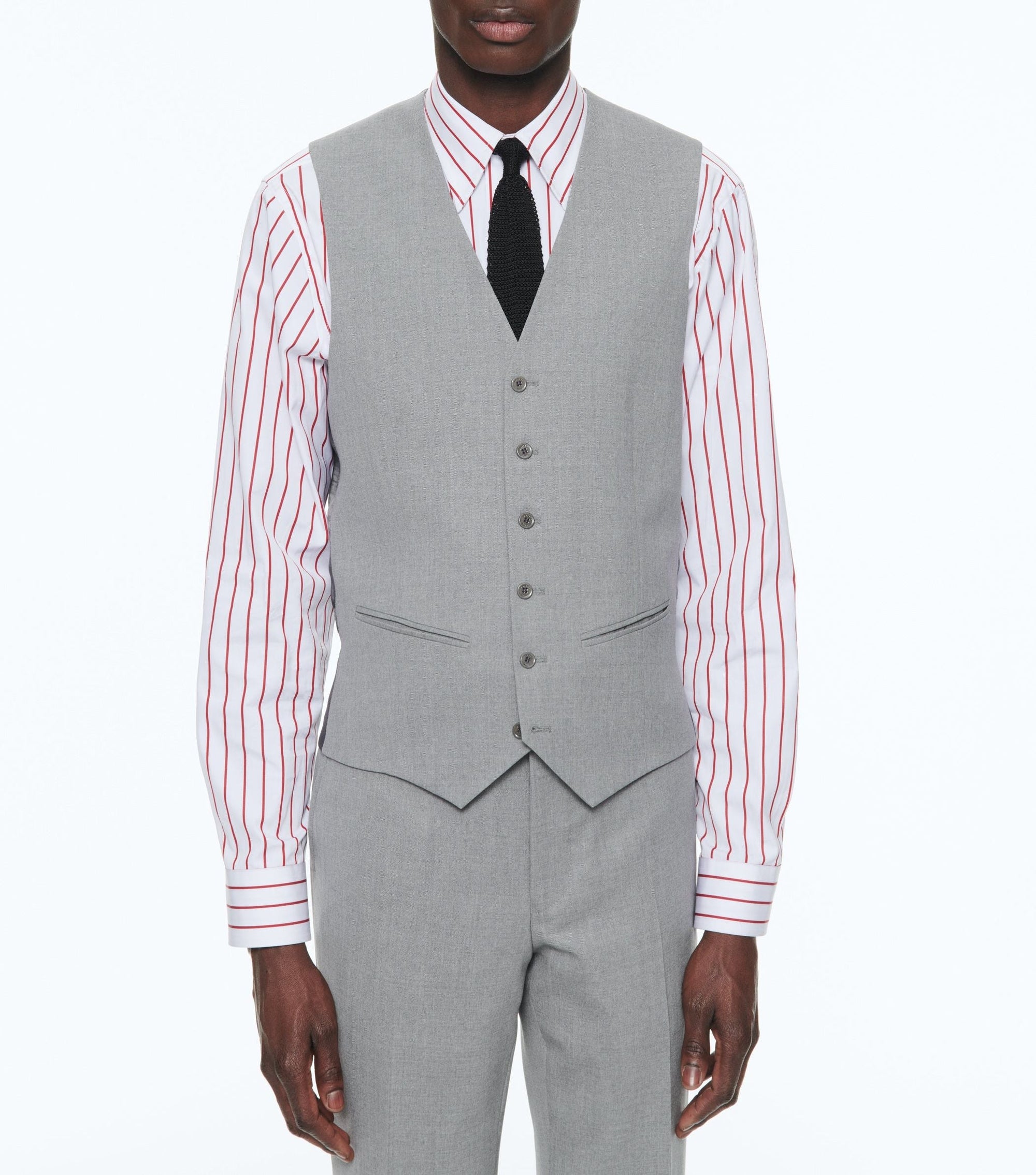 Costume ajusté 3 pièces en laine - Gris anthracite