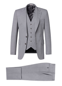 Costume ajusté 3 pièces en laine - Gris anthracite