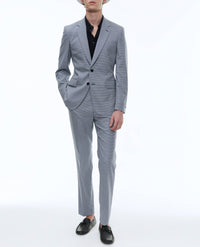 Costume en laine pied de poule - Bleu