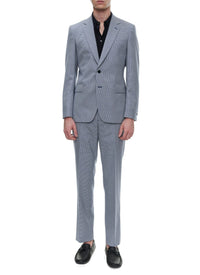 Costume en laine pied de poule - Bleu