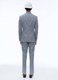 Costume en laine pied de poule - Bleu