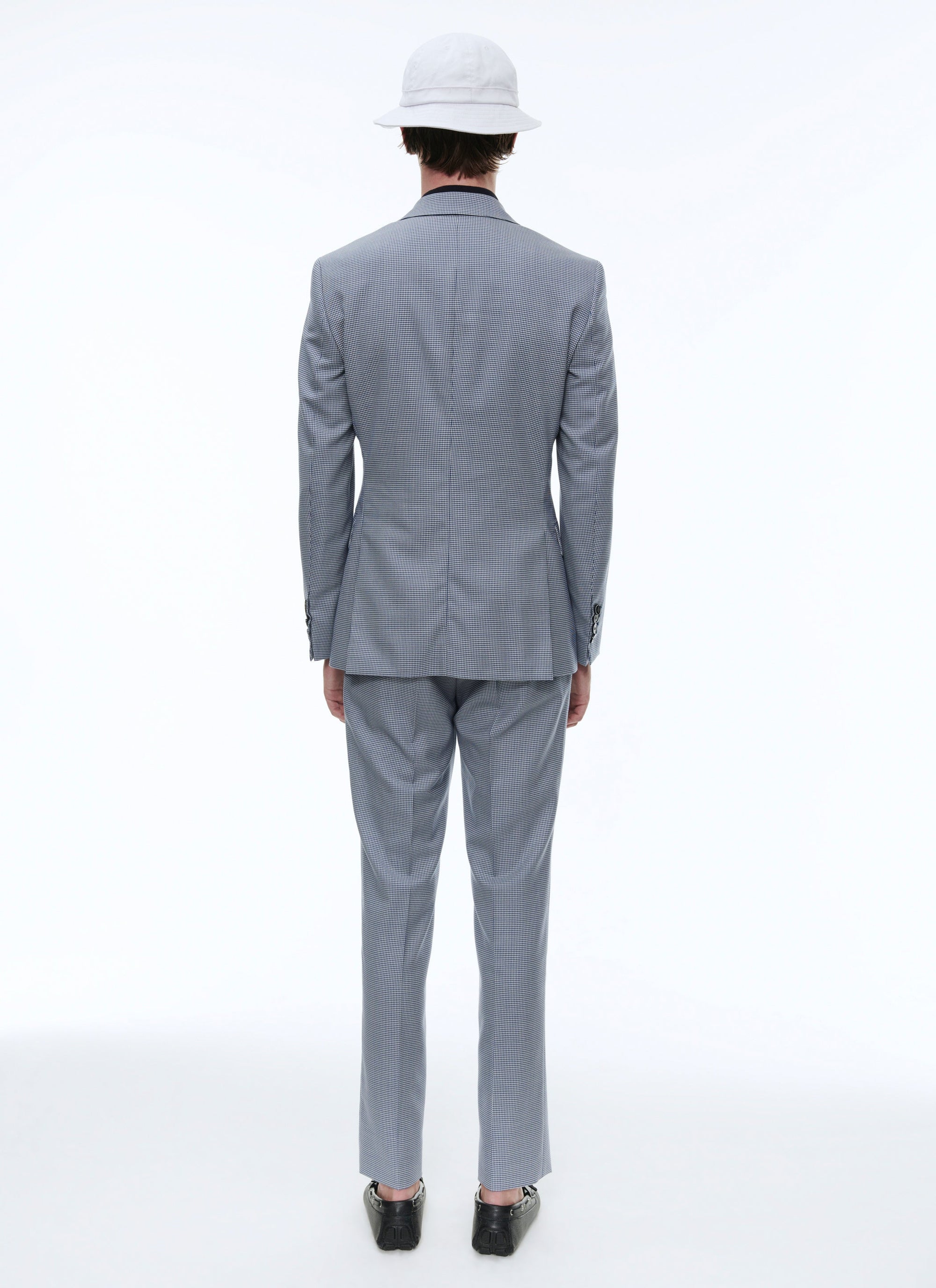 Costume en laine pied de poule - Bleu