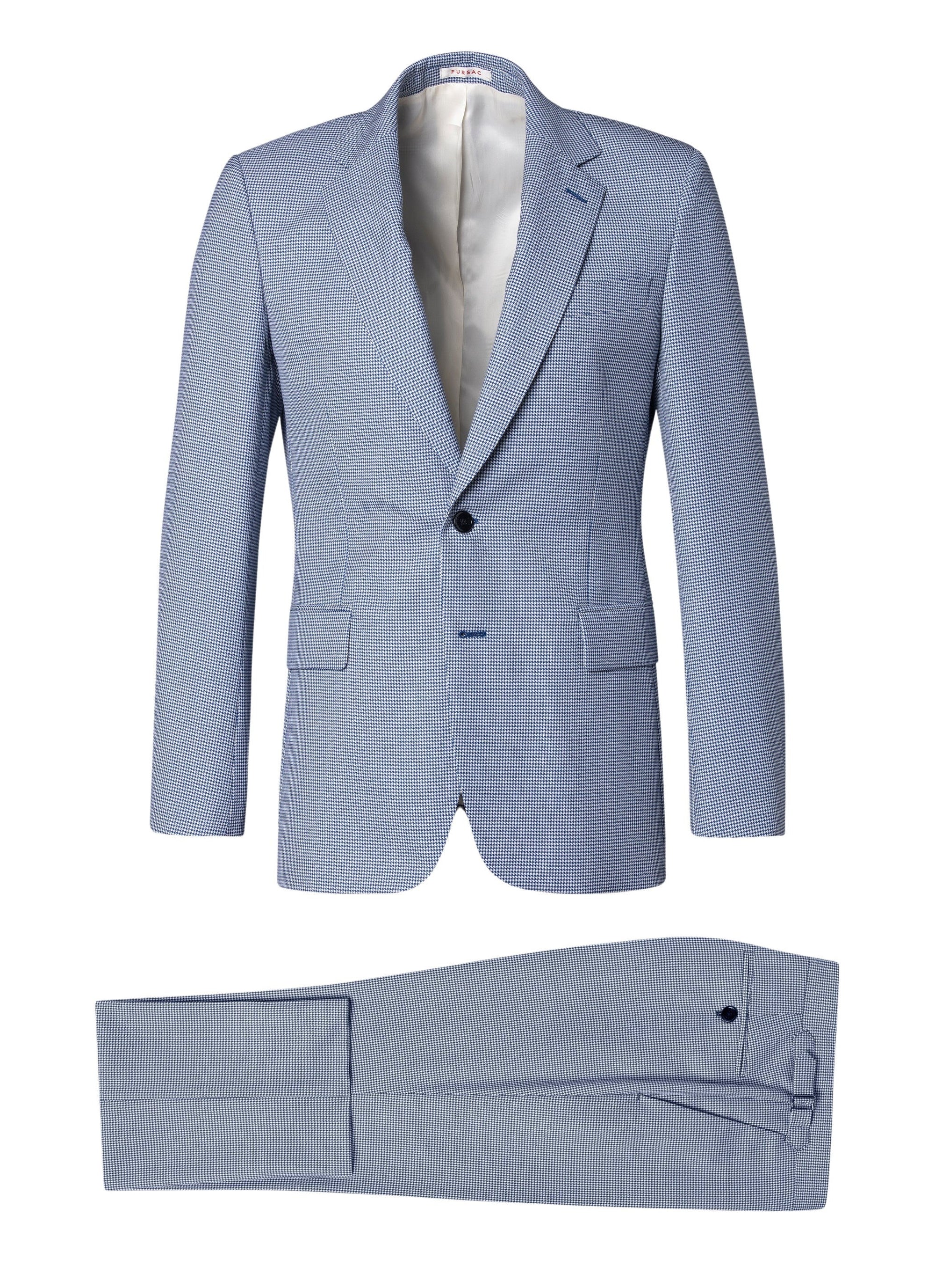 Costume en laine pied de poule - Bleu