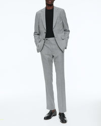 Costume en natté de laine pied de poule - Bleu