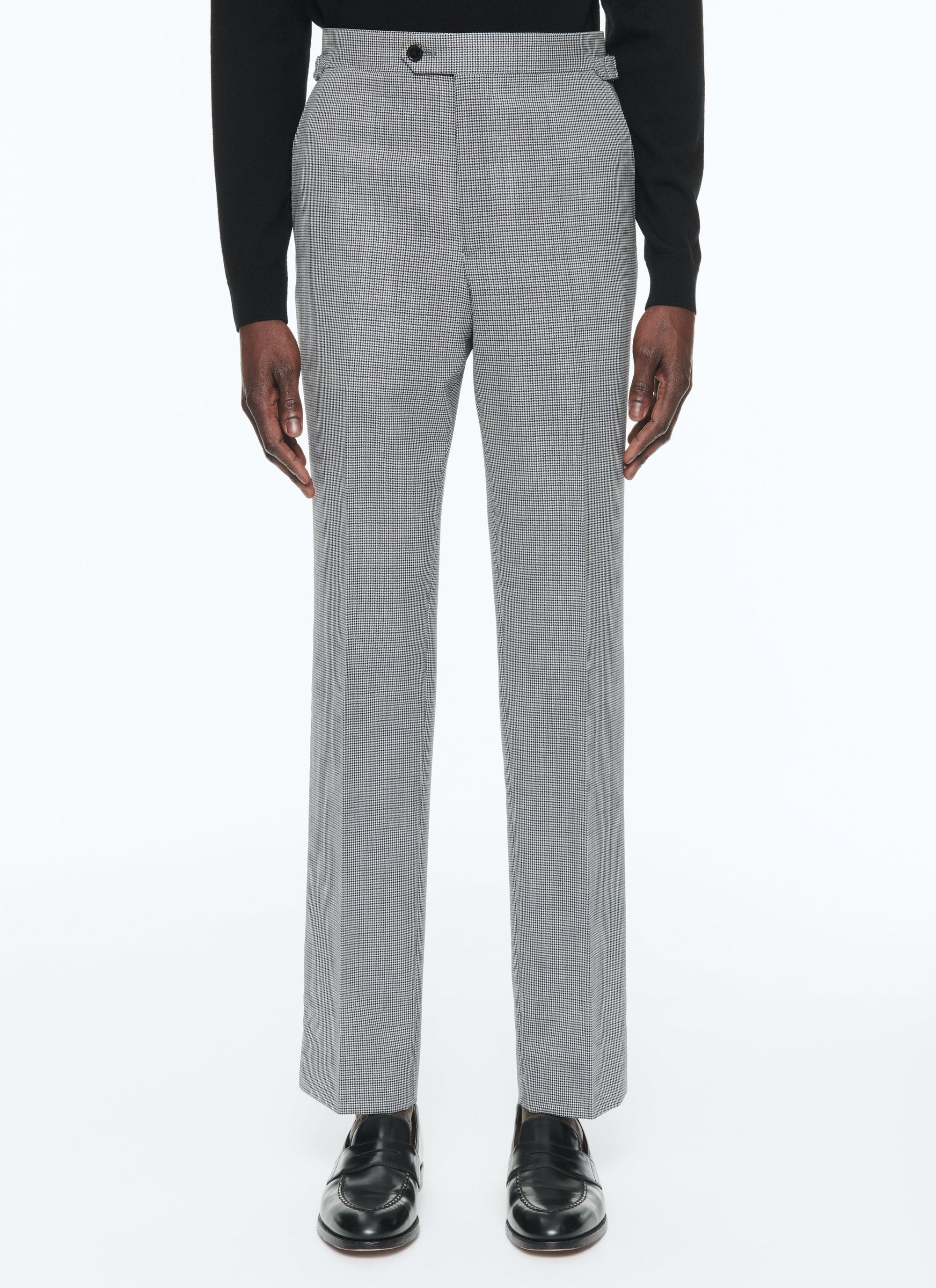 Costume en natté de laine pied de poule - Bleu