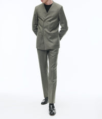 Double-breasted suit, collarless, wool - Bronze