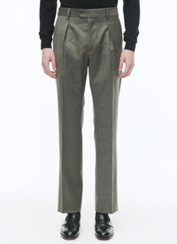 Double-breasted suit, collarless, wool - Bronze