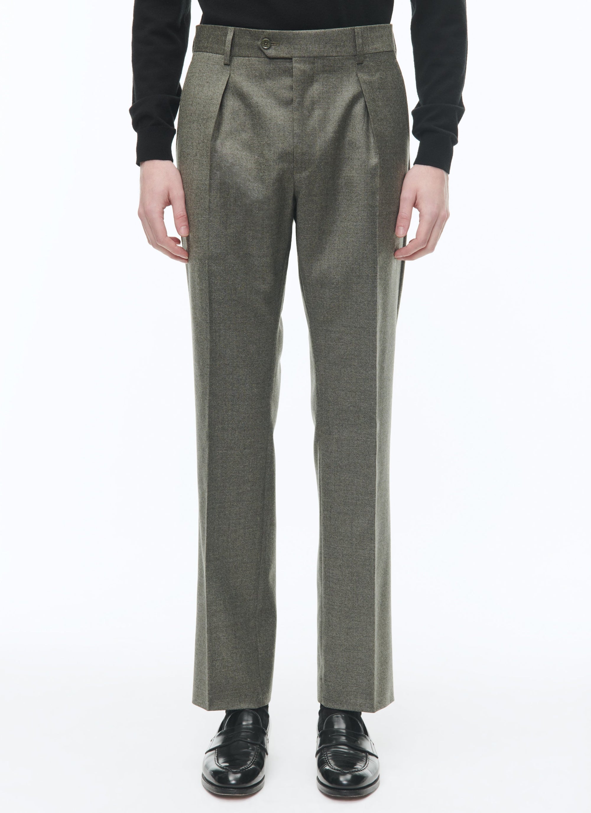 Double-breasted suit, collarless, wool - Bronze