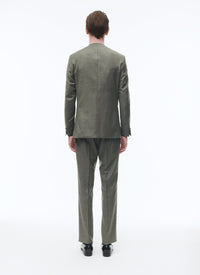 Double-breasted suit, collarless, wool - Bronze