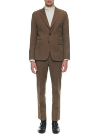 Costume droit en laine et coton - Tabac