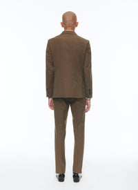 Costume droit en laine et coton - Tabac