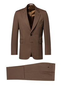 Costume droit en laine et coton - Tabac