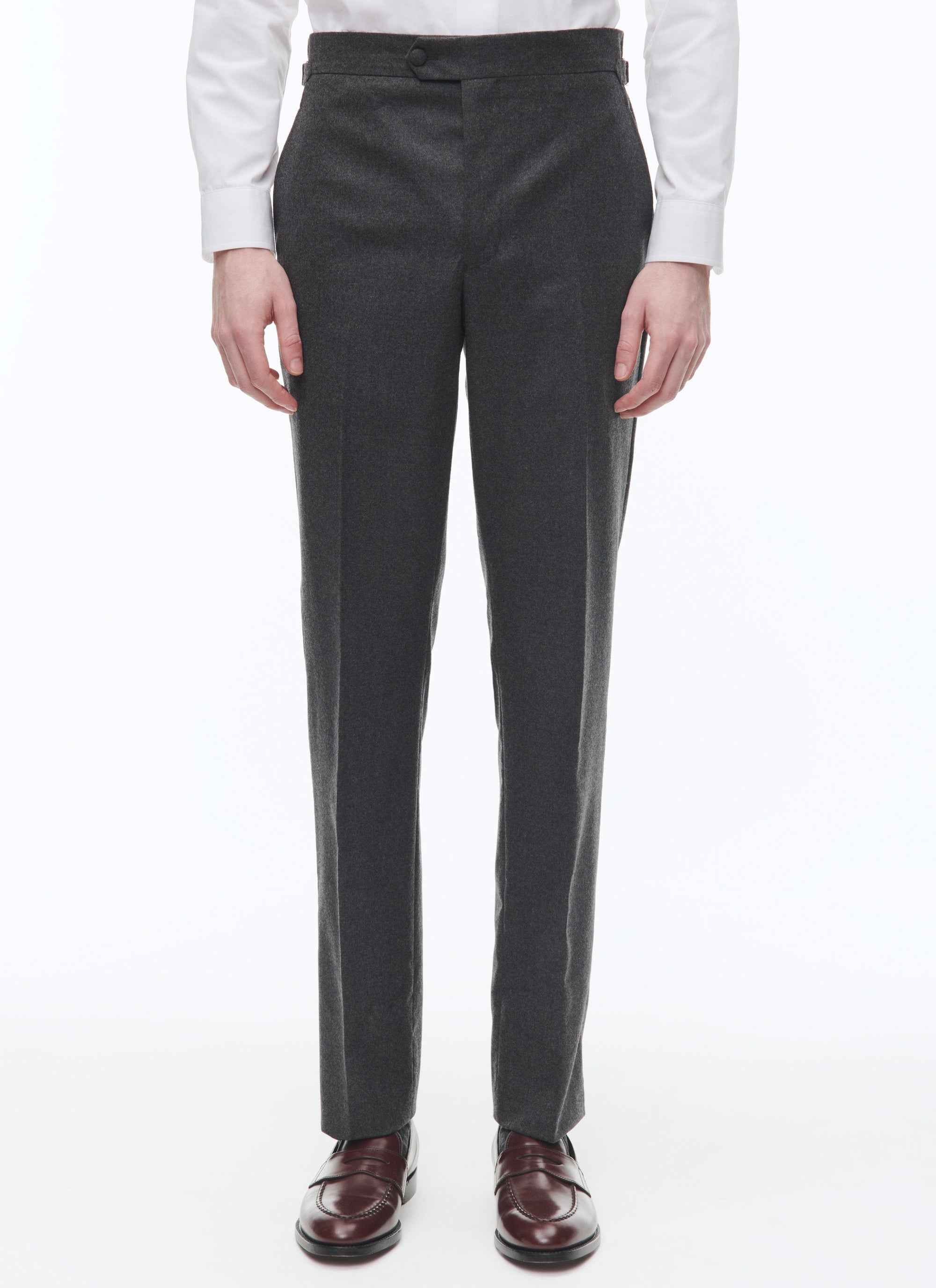 Double-breasted suit, officer collar, wool - Steel