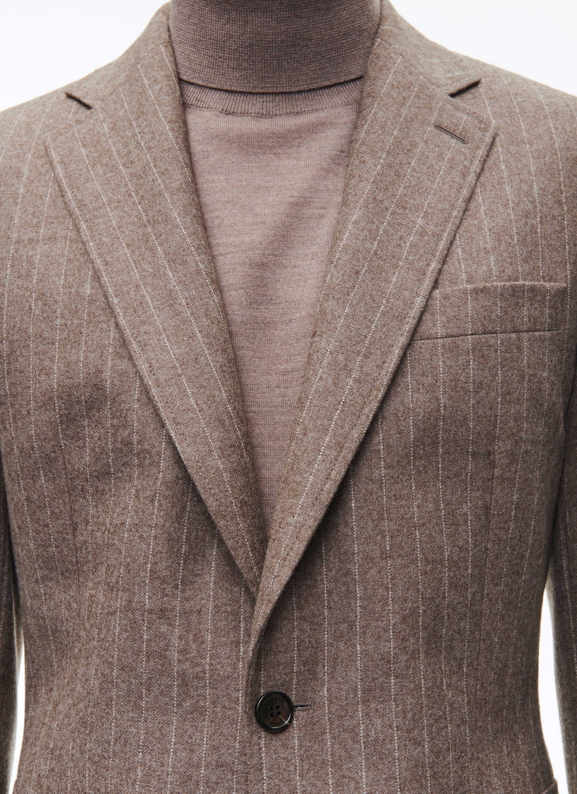 Costume ajusté à rayure en laine - Chataigne