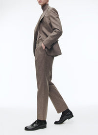 Costume ajusté à rayure en laine - Chataigne