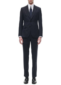 Tailored wool jacquard suit - Navy