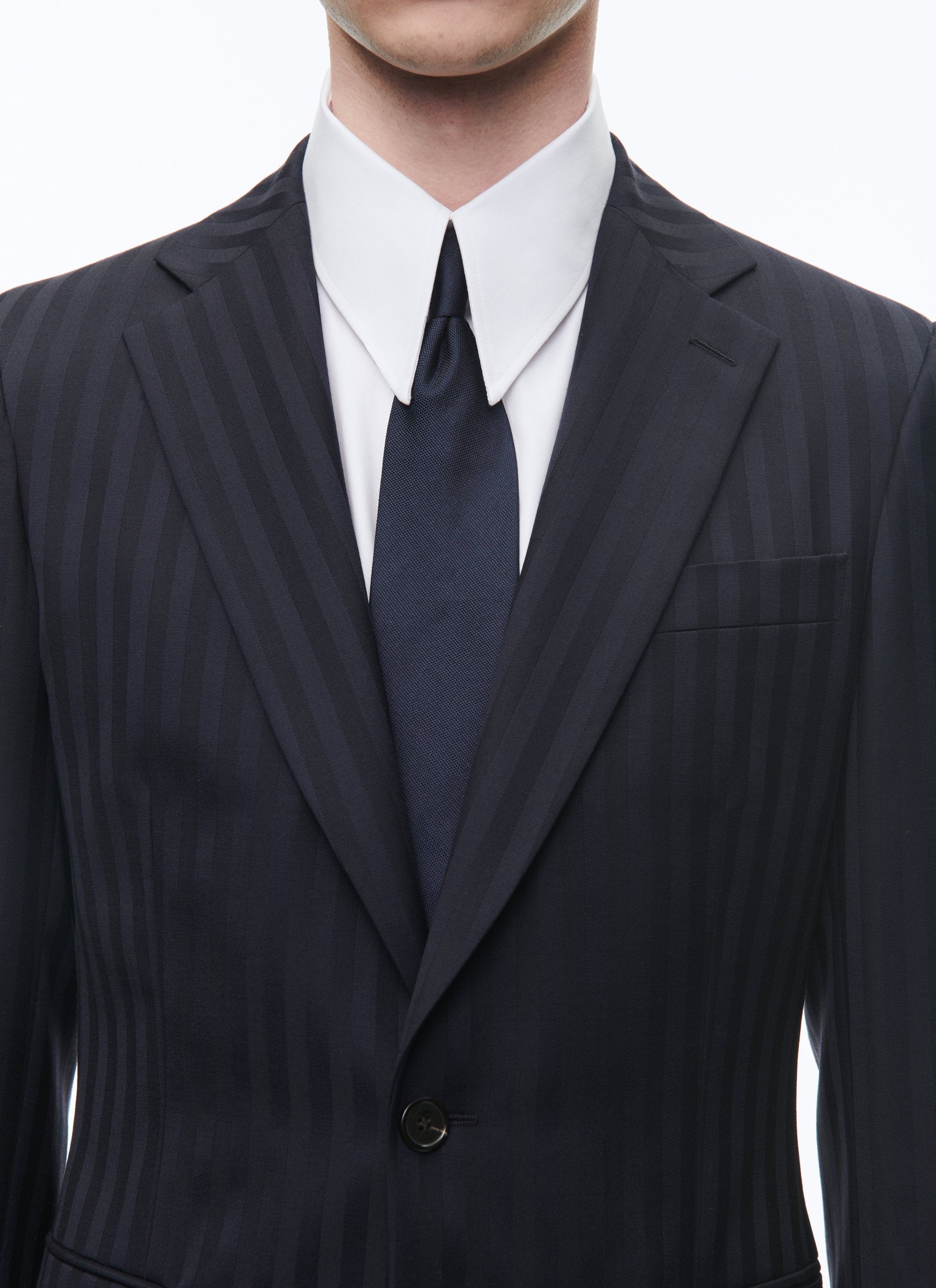 Tailored wool jacquard suit - Navy