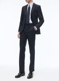 Tailored wool jacquard suit - Navy