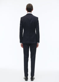 Tailored wool jacquard suit - Navy