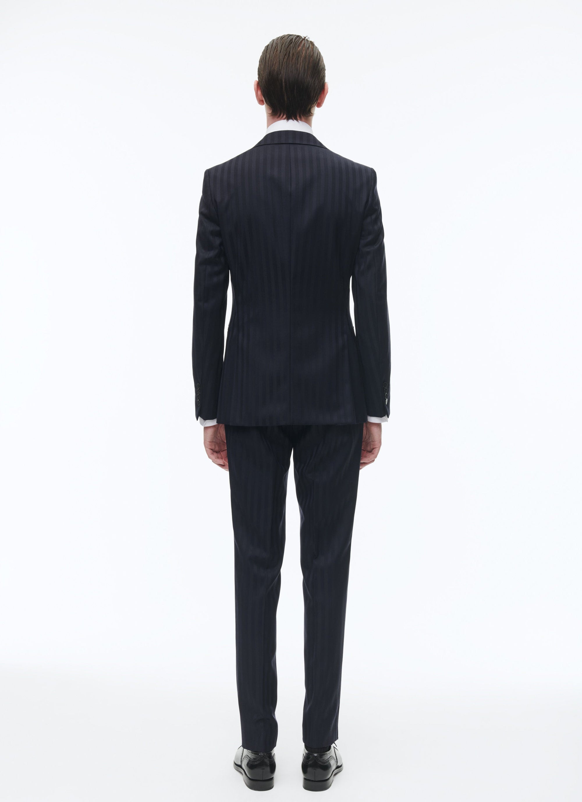 Tailored wool jacquard suit - Navy