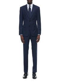 Costume ajustée à rayures en laine - Marine