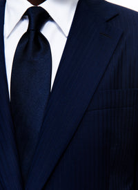 Costume ajustée à rayures en laine - Marine