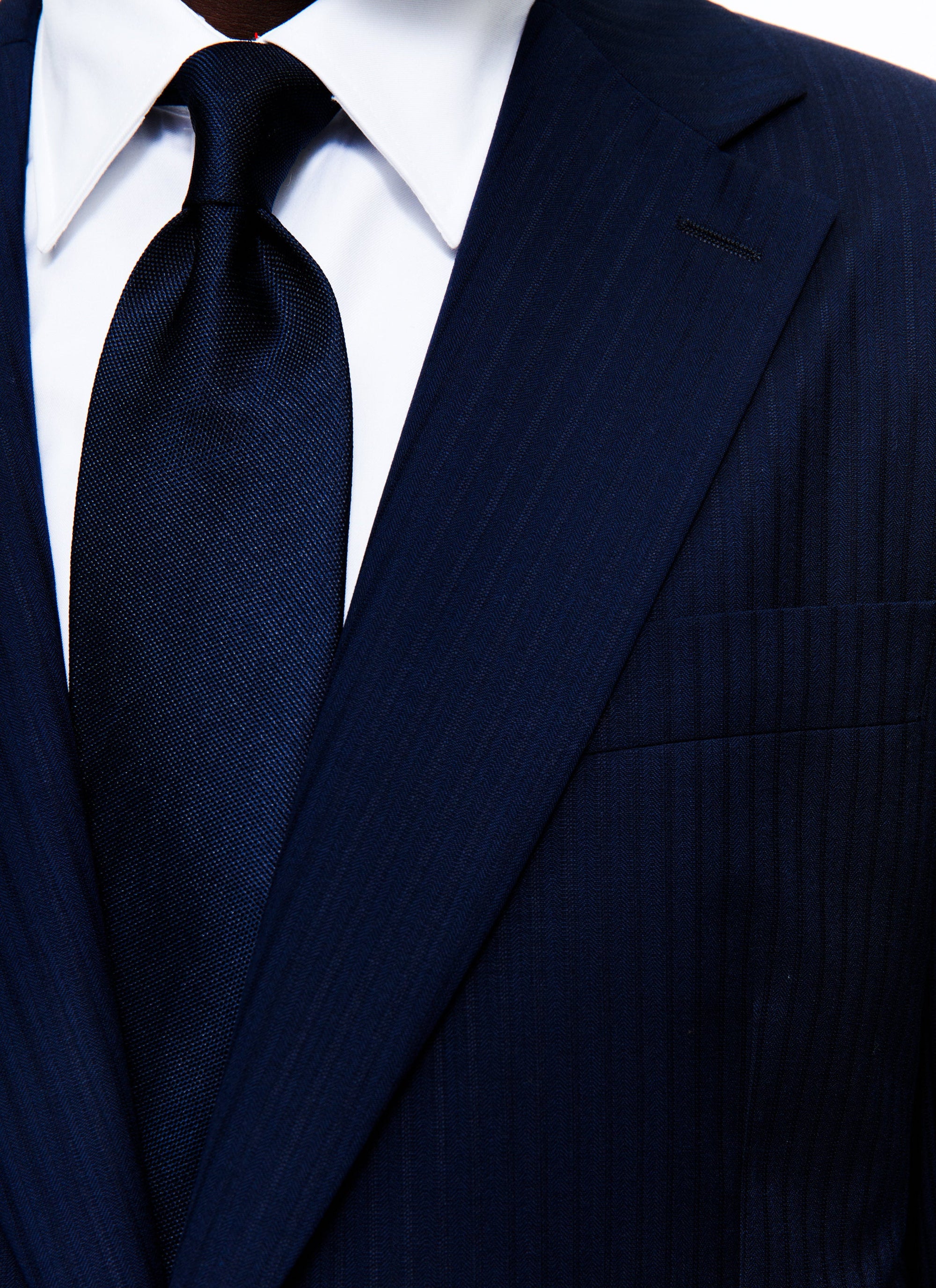 Costume ajustée à rayures en laine - Marine