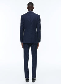 Costume ajustée à rayures en laine - Marine