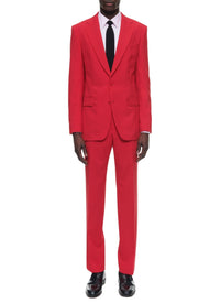 Slim-fit button-down wool suit - Scarlet