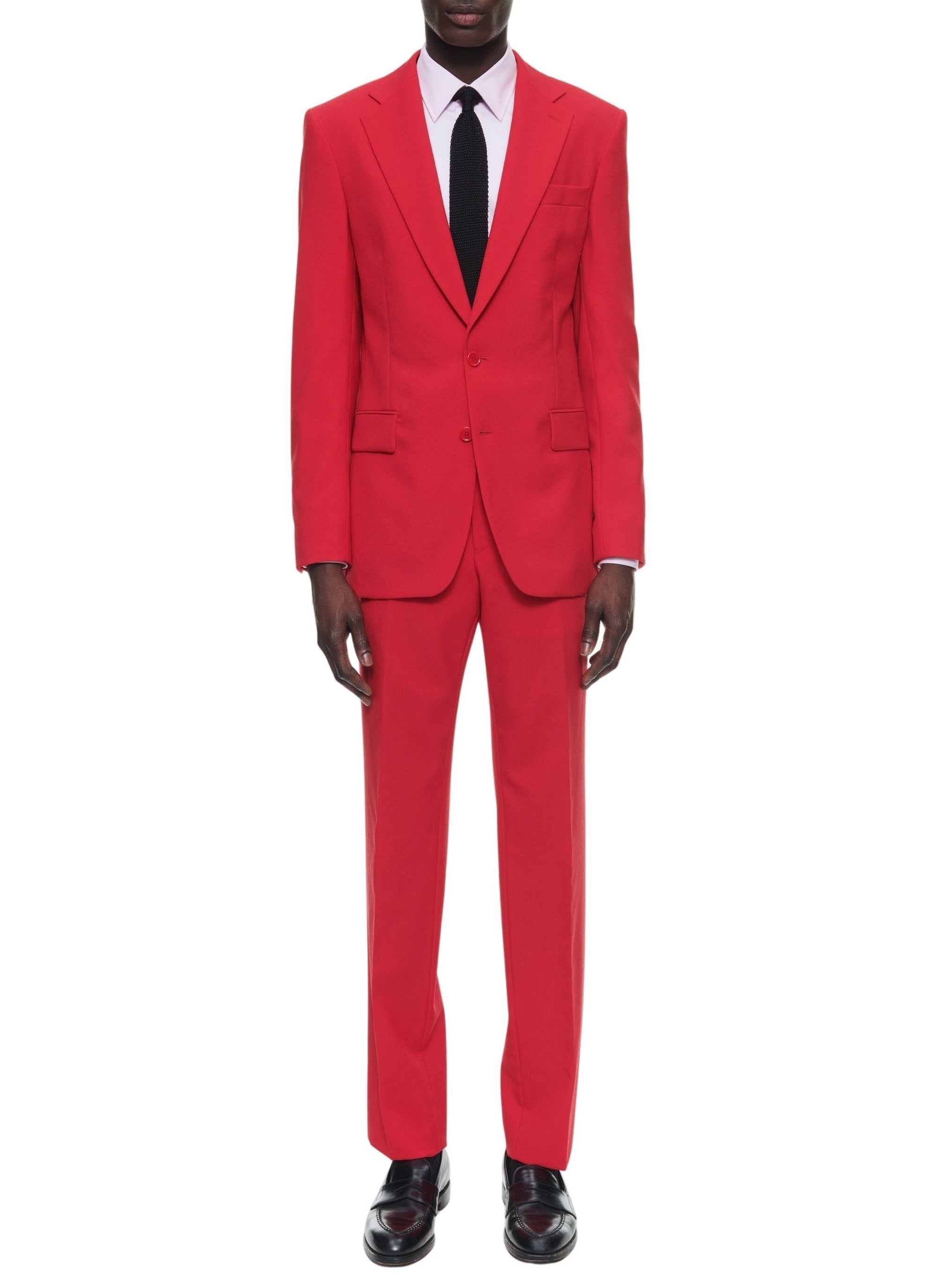 Slim-fit button-down wool suit - Scarlet