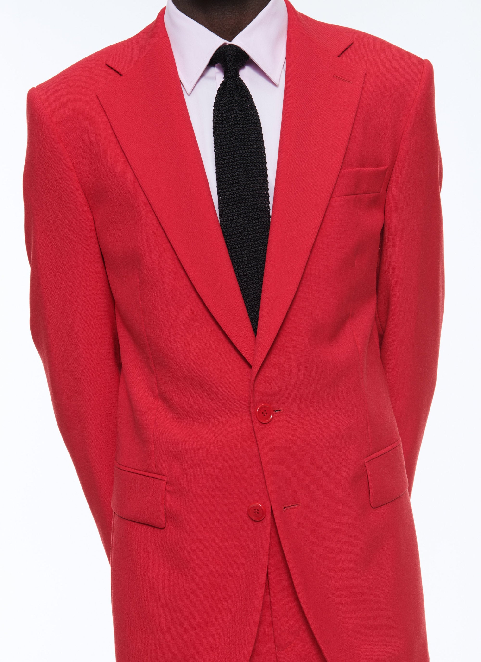 Slim-fit button-down wool suit - Scarlet