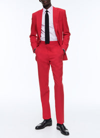Slim-fit button-down wool suit - Scarlet
