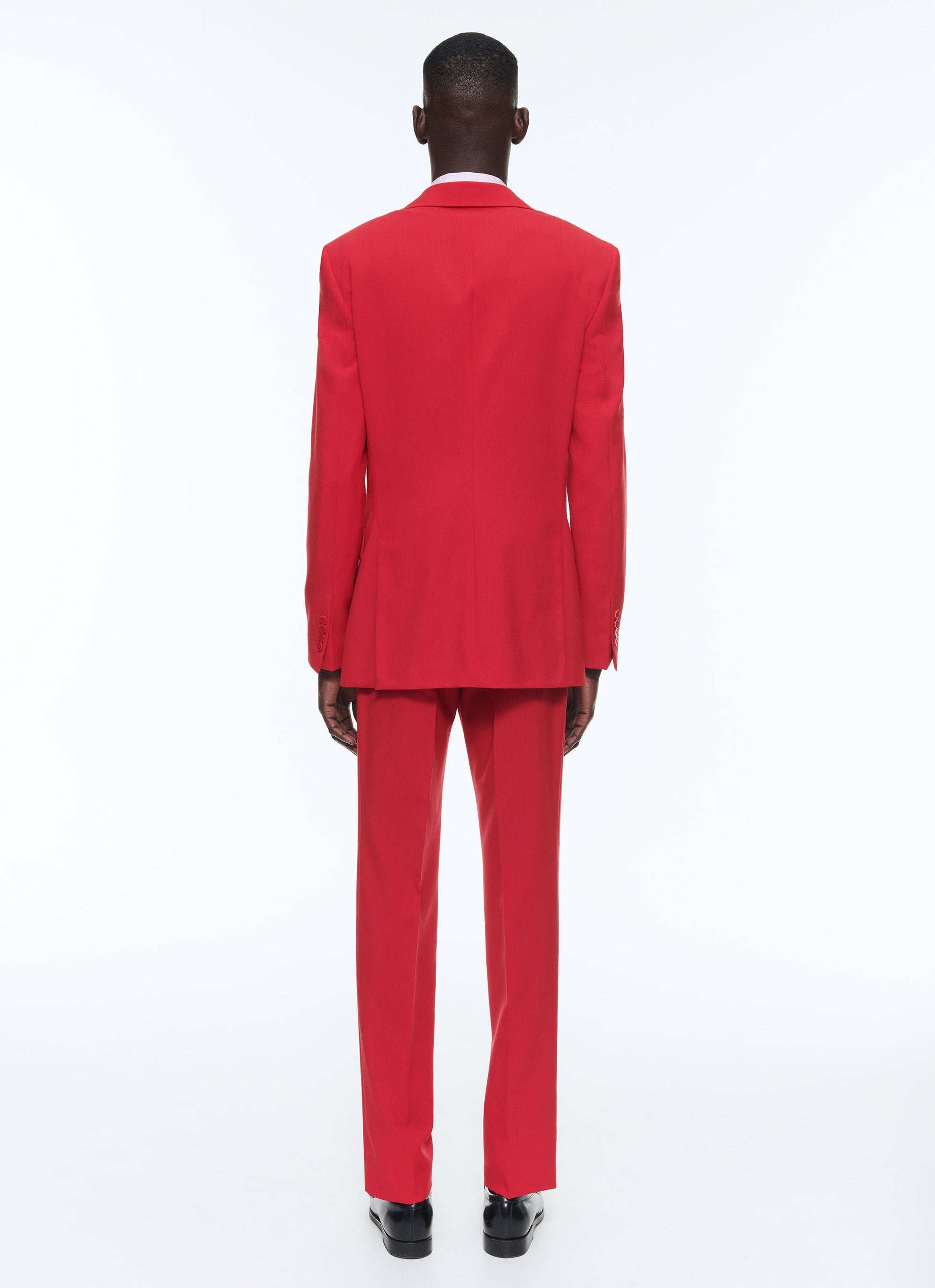 Slim-fit button-down wool suit - Scarlet