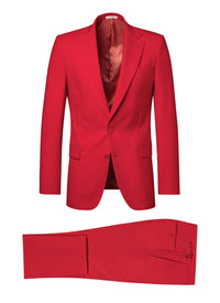 Slim-fit button-down wool suit - Scarlet