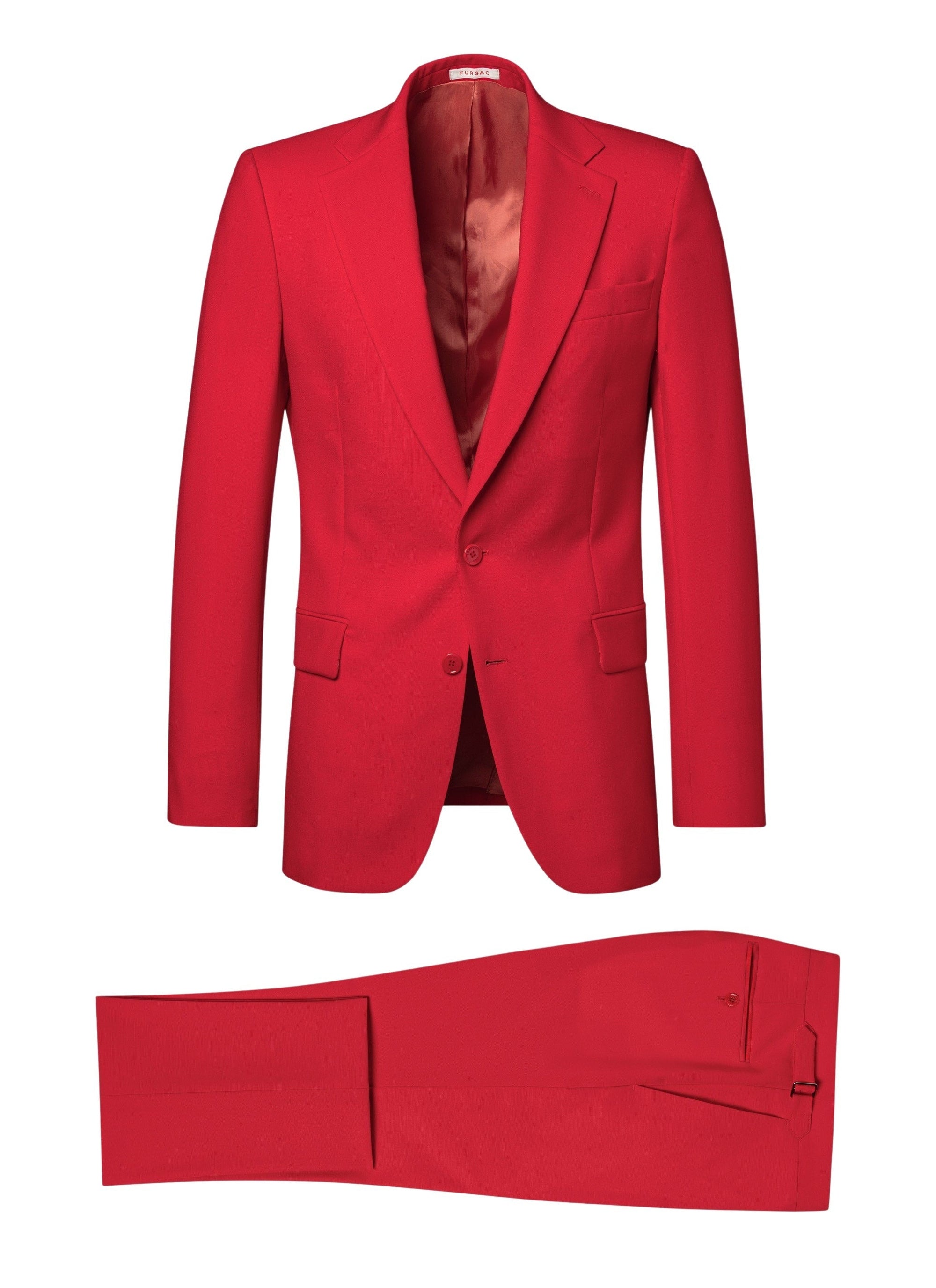 Slim-fit button-down wool suit - Scarlet