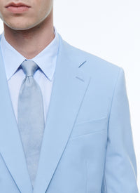 Slim-fit button-down wool suit - Bleu Layette