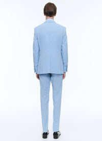 Slim-fit button-down wool suit - Bleu Layette
