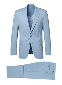 Slim-fit button-down wool suit - Bleu Layette
